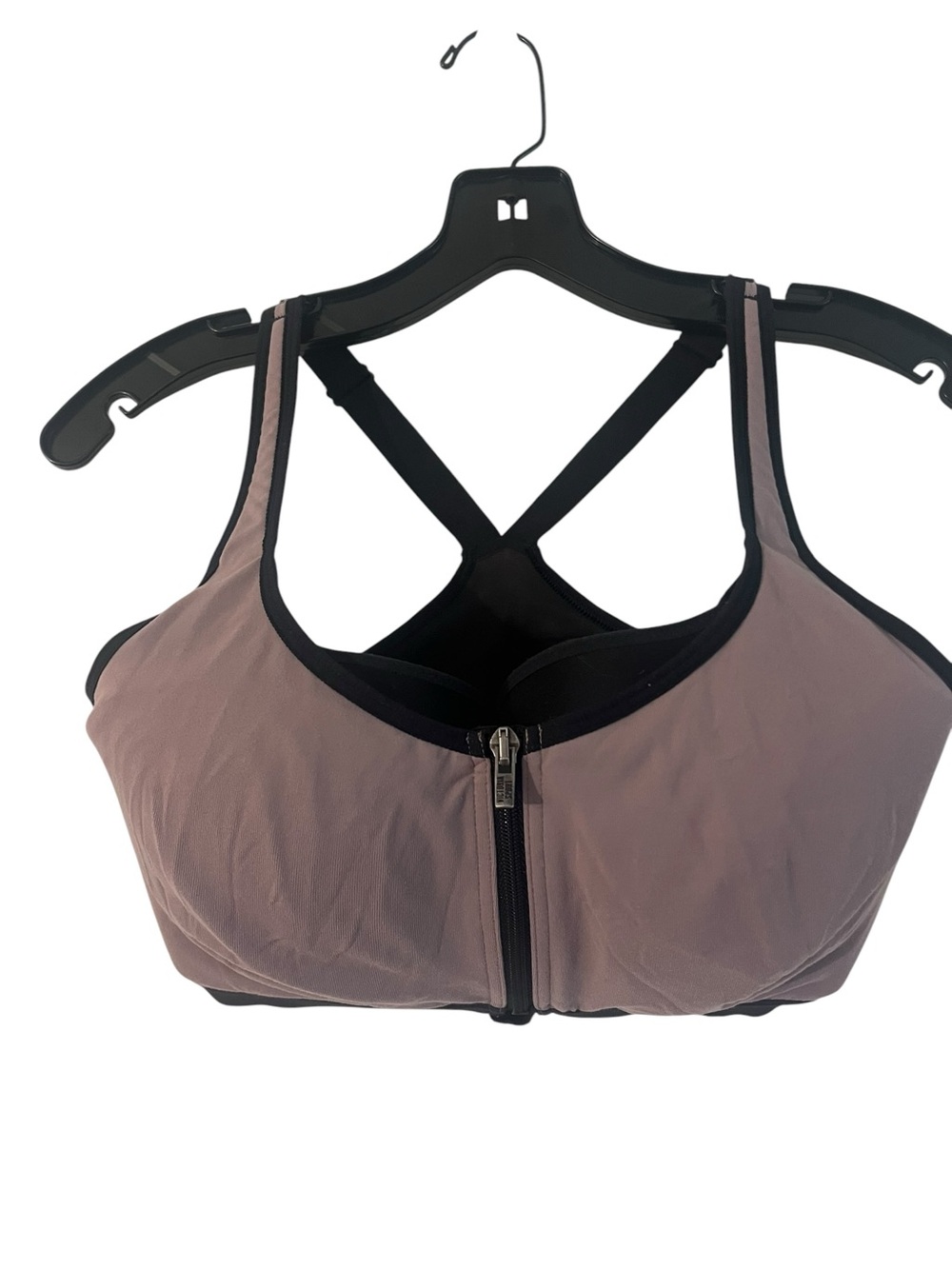Victoria's Secret Front-Zip Sports Bra in Mauve and Black